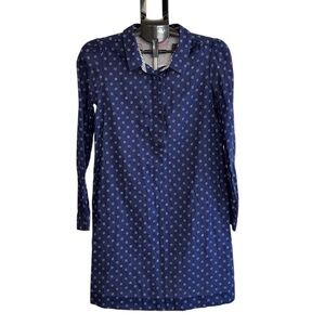 Lily Pulitzer Davie button print shirt dress navy blue long sleeve women’s 6